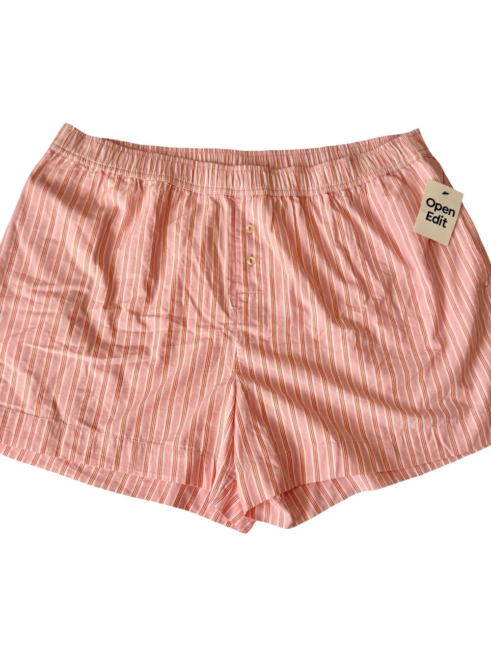 NWT Open Edit Women's Pink/Orange Oversized Boyfriend Boxer Shorts Size L